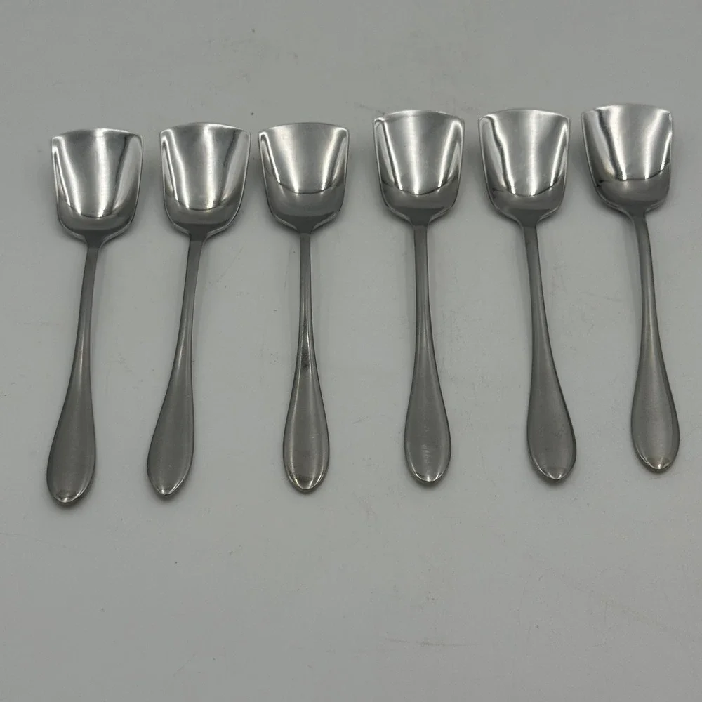 Silit Crominox SS Ice Cream Spoons Square Spade Bowl Set of 6 Vintage